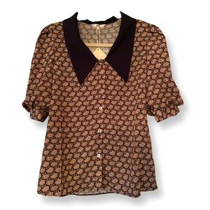 J.ING collared button down puff sleeve blouse
